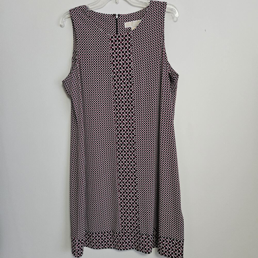 Michael Kors Sheath Dress Red Black & White Geo Design Size XL Sleeveless LN